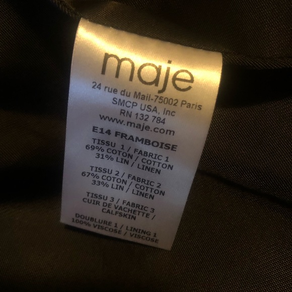 MAJE ZIPPER COAT WITH LEATHER SHOULDERS - Picture 6 of 7